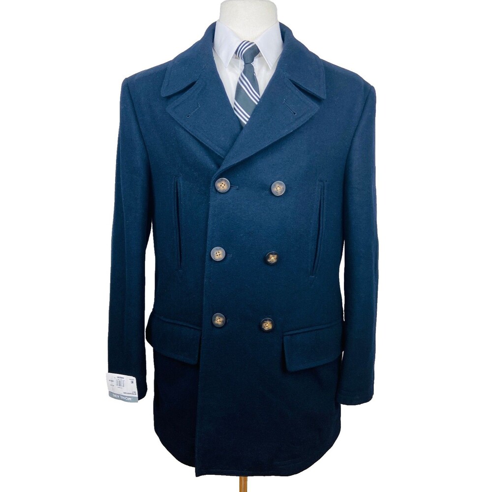 $295 NEW MICHAEL KORS Mens 40S Navy Double Breast 33" Length Overcoat Jacket
